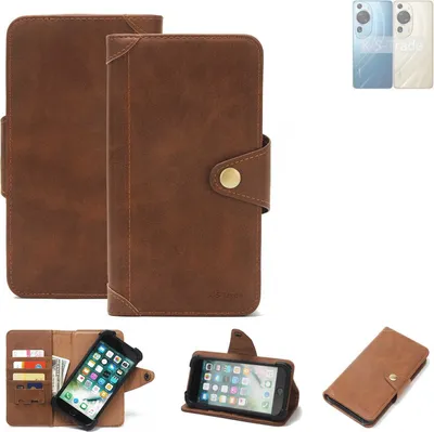Produktbild von K-S-Trade Handyhülle kompatibel mit Huawei P60 Schutz Hülle Walletcase Bookstyle Tasche Case Handytasche Wallet Flipcase Cover PolyurethanBraun (1x)