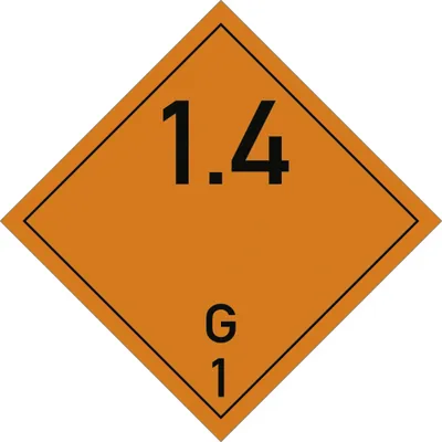 Produktbild von Gefahrzettel Klasse 1 - Unterklasse 1.4/G, Papier, 100x100 mm, 1000 Stück/Rolle
