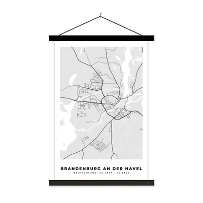 Produktbild von MuchoWow® Textilposter Karte - Deutschland - Brandenburg an der Havel - Stadtplan - Karte 60x90 cm mit schwarzem Rahmen - Poster Wohnzimmer