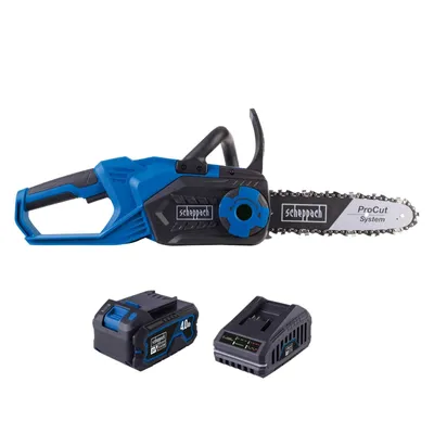 Produktbild von Scheppach Akku-Kettensäge C-CS254-X | 10‘‘/25,4cm ProCut-Schwert 20cm Schnittlänge | Anti-Kickback | 6 m/s | 20V | inkl. 4Ah Akku + 2,4A Ladegerät
