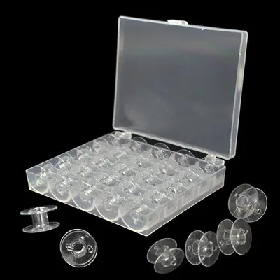 Image de Bobines de fil à coudre en plastique avec boîte transparente - 25 pièces