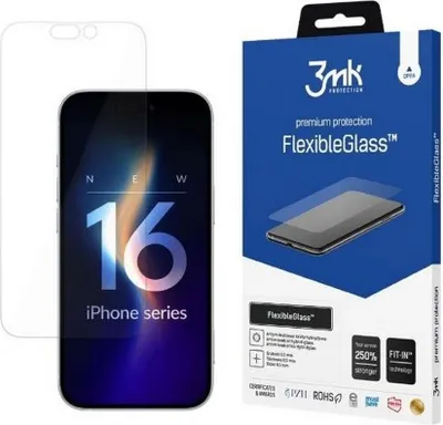 Produktbild von 3mk Display Hybridglas FlexibleGlass für Apple iPhone 16 0,3mm 7H
