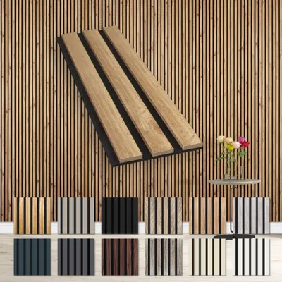 Produktbild von HEXIM Akustikpaneele Musterstück - flexible Lamellenwand Holz MDF Wandpaneele Lamellenverkleidung Wandverkleidung Innendekoration schalldämmend (Pecan - AP08 / APH08 Musterstück)