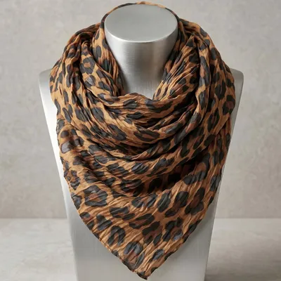 Obrázek produktu pro Elegantní hnědý šátek AL-40429 s leopardím vzorem KP40429