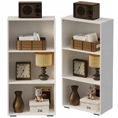 Produktbild von Modernes Bücherregal im Loft-Stil, weiß, mit Ablagen fürs Wohnzimmer, 120 cm hoch