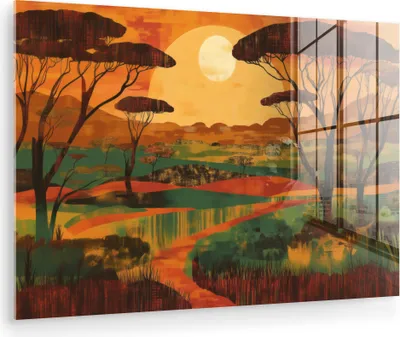 Produktbild von MuchoWow Glasbilder - Bilder auf Wandbild - Foto auf Glas Landschaft - Afrikanisch - Sonne 30x20 cm Wanddekoration aus Glas - Acrylglasbild - Acrylbilder - Bilder auf glas wandbild