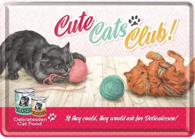 Obrázok produktu pre Nostalgic-Art - Plechová pohľadnica - Animal Club - Cute Cats Club