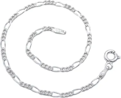 Produktbild von Figaro Armband 925 Sterling Silber rhodiniert 2,3mm breit Länge wählbar 17 18 19 20  cm Figarokette Silberkette Armkette Armkettchen anlaufgeschützt (20)