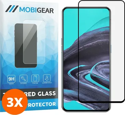 Produktbild von Mobigear Premium 9.98 OPPO Reno Z Panzerglas Gehärtetes Glas Displayschutz - Hüllenfreundlich - Schwarz (3er Pack)