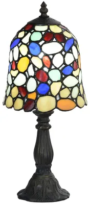 Tiffany Tischlampe, Glas-in-Bleiverglasung, bunt, 15x38 cm