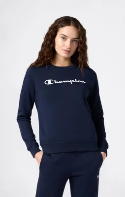 Produktbild von CHAMPION Rundhals-Sweatshirt für Damen mit Script-Logo Dunkelblau Dunkelblau S
