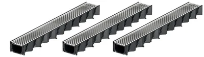 Produktbild von 3x1m ACO Hexaline 2.0 Entwässerungsrinne mit Edelstahl Längsstab Stegrost Rinne Bodenrinne Terrassenrinne