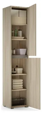 Image de Daisuke - Armoire Polyvalente 2 Portes, 45x195h cm Olmo, 5 Étagères Italy