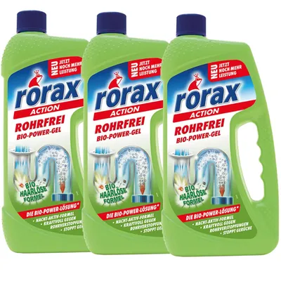 Produktbild von 3x rorax Rohrfrei -Power-Gel 1 Liter - Löst selbst Haare auf