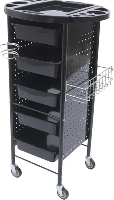 Zdjęcie produktu dla Wózek fryzjerski do salonu kosmetycznego Wózek kosmetyczny Półka do przechowywania Wózek do pracy Wózek z 6 szufladami do salonu makijażu, łazienki fryzjerskiej, biura Czarny