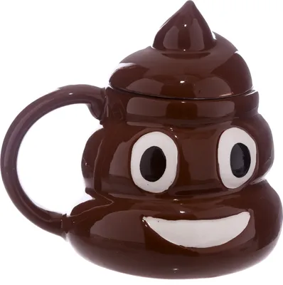 Produktbild von Tasse Emoticon Kacke mit Deckel 450 ml