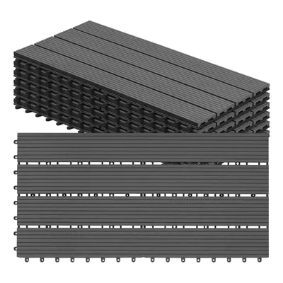 Produktbild von WOLTU WPC Terrassenfliesen Terrassendielen Holz-Optik, Fliese Bodenfliese Klickfliese mit klicksystem Bodenbelag Grau, 30x60cm (6 Stück / 1 m²)