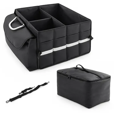 Obrázok produktu pre Organizér do batožinového priestoru Relaxdays s vekom, odnímateľná chladiaca taška, skladací, VxŠxH: 30 x 40 x 40 cm, taška do auta, čierna