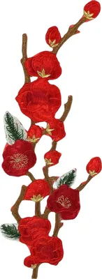 Produktbild von Blüten-Blumenzweig-Emblem zum Aufbügeln, Rot