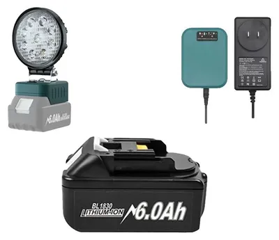 Obrázek produktu pro Dobíjecí baterie, kapacita 6000 mAh, kompatibilní s více nástroji, 6 Ah × 1, nabíječka × 1, svítilna × 1