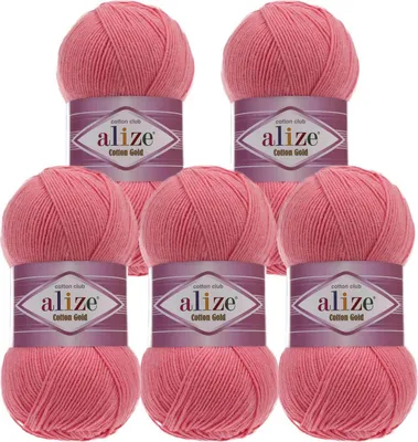 5 x 100g Strickgarn Alize Cotton Gold Uni Klassikgarn Häkelgarn bonbonrosa