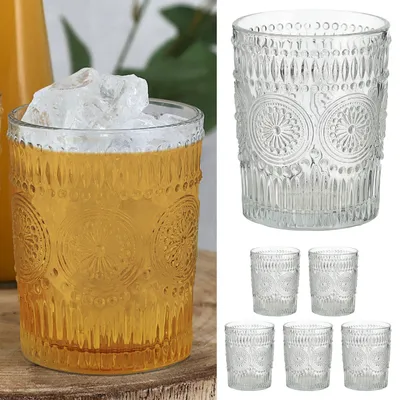 Produktbild von Trinkglas 6er Set 'Mandala' Ø8x10cm 300ml Glas klar Wasserglas Ornamente Getränkegläser Gläserset Bodensticker