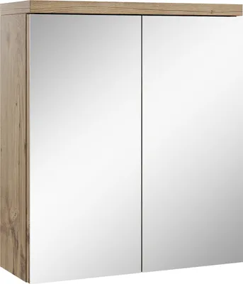 Immagine prodotto di Badplaats Armadio a specchio Toledo 60 x 60 cm Rovere castagno - Armadio da bagno con specchio e 2 ante