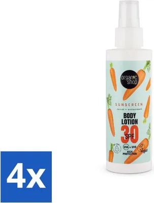 Productafbeelding van Organic Shop - Zonnebrandcrème SPF 30 - Zonn bescherming - 150 ml - Voordeelverpakking - 4 stuks