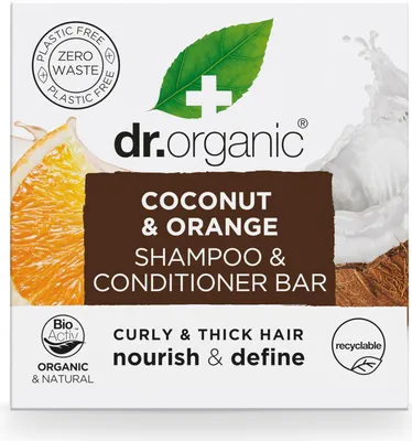 Produktbild von 2 in 1 Shampoo und Conditioner Dr.Organic Coconut and Orange 75 g Solide
