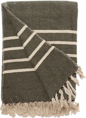 Produktbild von Decke Überwurf Mila 100% Baumwolle 130x180 cm Skandinavisch Grün-Creme