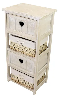 Produktbild von Landhaus Kommode aus Holz, Hellbraun/Natur/Weiß, mit 2 Körben, 73x35x27 cm (HxBxT)