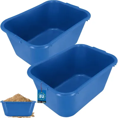 Produktbild von KOTARBAU® 2er Set Mörtelkübel eckig 55 L Blau Kunststoff Mörtelwanne Mörtelkasten Speißkübel Baukübel Baueimer Mörteleimer Speisfass eckig Maurerkübel Pflanzwanne