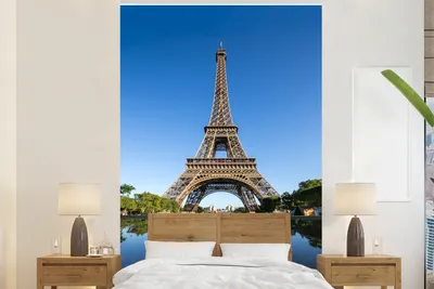 Produktbild von MuchoWow® Fototapete für Wohnzimmer oder Schlafzimmer Wandtapete Vinyl Motivtapete Originalfoto des Eiffelturms in Paris - 160x240 cm - Vinyltapete