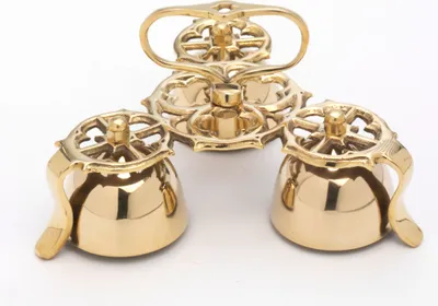 Produktbild von Altarglocke 3-Klang Messing Gold (Ø 20 cm x H 11 cm)