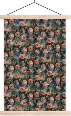 Produktbild von MuchoWow® Textilposter Rosen - Aquarell - Rosa 120x180 cm mit holzfarbenen Rahmen - Textil-Plakat
