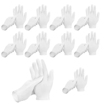 Produktbild von 10 Paar weiße Baumwollhandschuhe, Stoffhandschuhe, weiche, hautfreundliche Arbeitshandschuhe zum Umgang mit Münzen und zur Schmuckprüfung (XL)