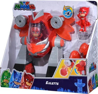 A toy robot and figure in its retail packaging.