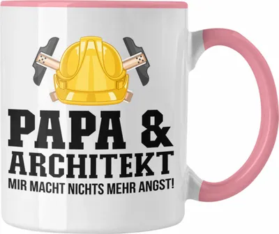 Produktbild von Trendation - Papa und Architekt Tasse Geschenkidee Vater für Architekt Geburtstag Vatertag Spruch Geschenkidee (Rosa)