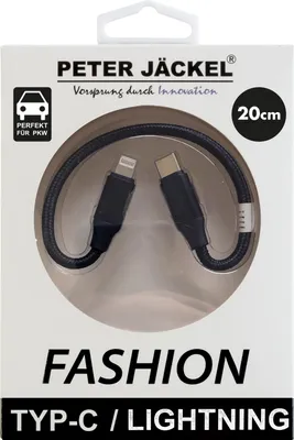 Produktbild von Peter Jäckel 18601, 0,2 m, Lightning, USB C, Männlich, Männlich, Schwarz