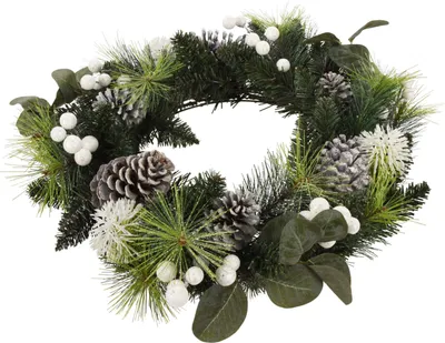 Image de Rebecca Mobili Guirlande de Noël verte, brune et blanche en plastique D. 50 cm