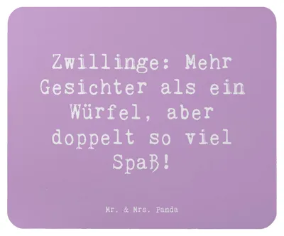 Produktbild von Mr. & Mrs. Panda Mousepad Spruch Zwillinge Spaß - Lavendeltraum - Geschenk, laptop, Humor, computer, Horoskop, Geschenke Sternzeichen, Charakter, Astrologie, Mauspad