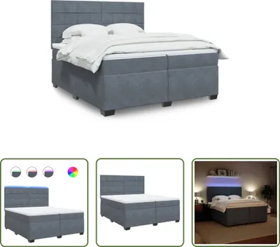 Produktbild von The Living Store Boxspringbett mit Matratze Dunkelgrau 200x200 cm Samt