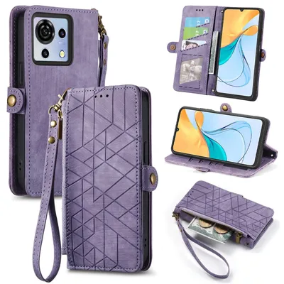 Immagine prodotto di Per ZTE Blade V50 Vita Custodia in  a portafoglio con chiusura a cerniera e custodia di protezione Viola