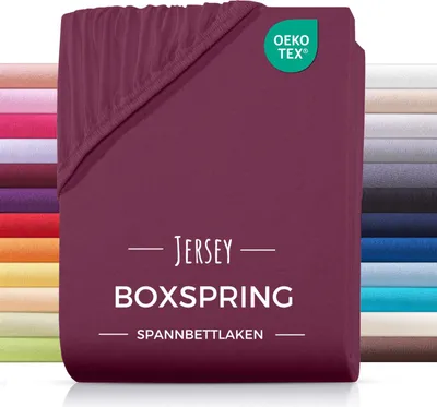 Produktbild von Jersey Boxspringbett Spannbettlaken 180x200 180x220 200x200 200x200 aus 100% Baumwolle