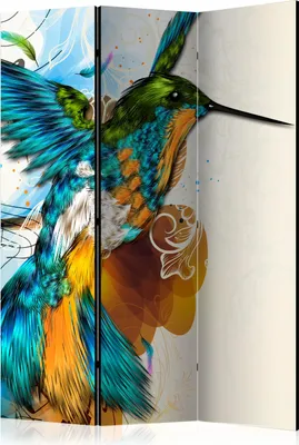 Obrázok produktu pre Obojstranný paraván Animals 135x172 cm 3-dielny viacfarebný