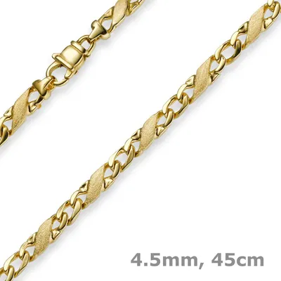 Produktbild von 4,5mm Rockwellkette X-Panzerkette Collier 585 Gelbgold matt/glänzend 45cm Uni