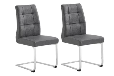 Produktbild von byLIVING konzolová židle Marlen-XXL-XXL sada 2 kusů, kov chrom, vintage tkanina antracit, nosnost do 150 kg