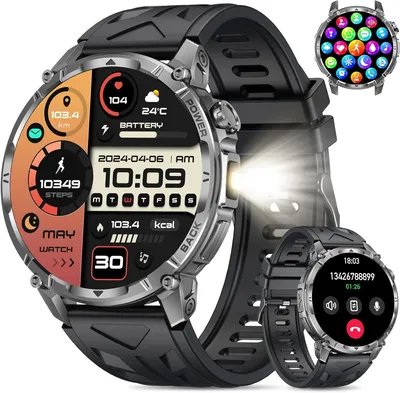 Produktbild von Smartwtach Herren,1,7'' Uhren Beleuchtung 100 Tage Standby Bluetooth-Anrufe 120+ Sportmodi Herzfrequenz Schlafmonitor IP68 Wasserdicht Fitness Tracker