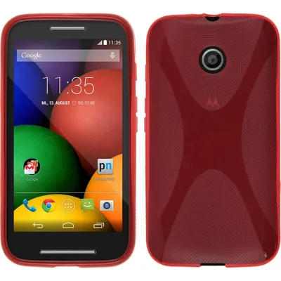 Produktbild von PhoneNatic Case kompatibel mit Motorola Moto E - rot Silikon Hülle X-Style + 2 Schutzfolien