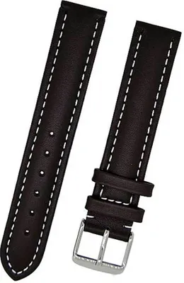 Produktbild von Uhrenarmband Armband braun mit weißer Naht 18mm Kalbleder